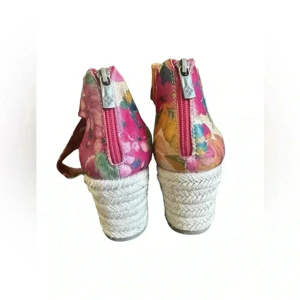 Patricia Nash leather floral “Rubia” espadrille wedge sandals in Spring Multi